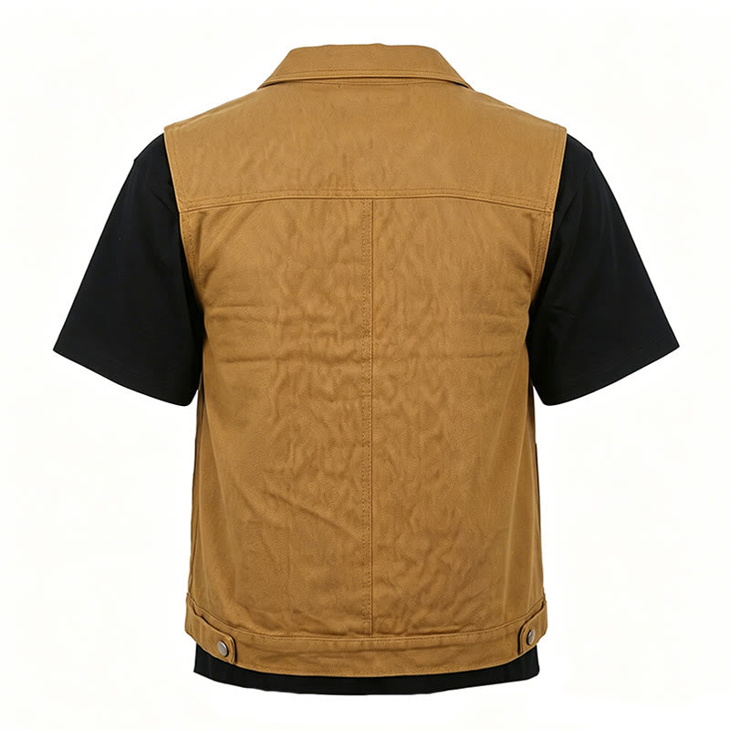 Herren-Jeansweste im amerikanischen Vintage-Stil, lässig, gewaschen, mit zwei Taschen - image 9