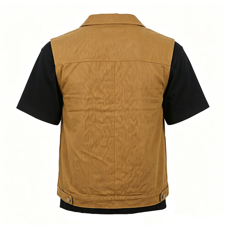 Herren-Jeansweste im amerikanischen Vintage-Stil, lässig, gewaschen, mit zwei Taschen - image 9