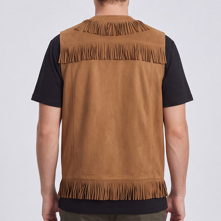 Herrenweste im Western-Hippie-Stil aus Wildleder mit Fransen - image 2