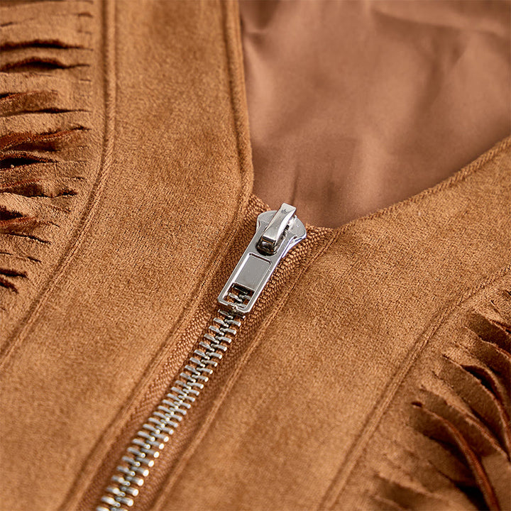 Herrenweste im Western-Hippie-Stil aus Wildleder mit Fransen - image 6