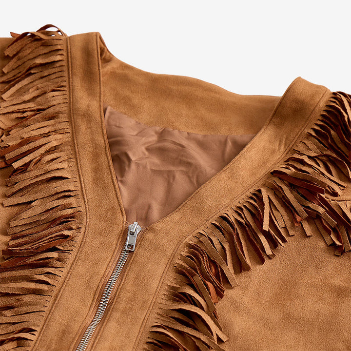 Herrenweste im Western-Hippie-Stil aus Wildleder mit Fransen - image 5