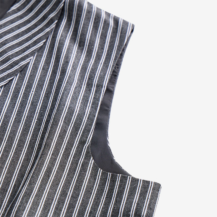 Herren-Anzugweste, grau gestreift, schmal geschnitten, Retro-Stil - image 7