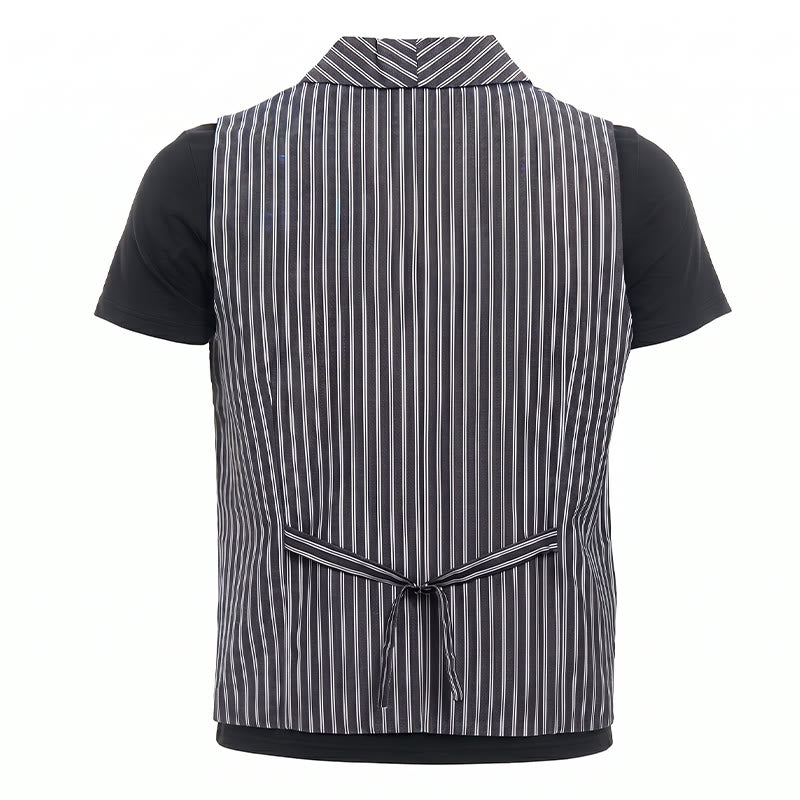 Herren-Anzugweste, grau gestreift, schmal geschnitten, Retro-Stil - image 9