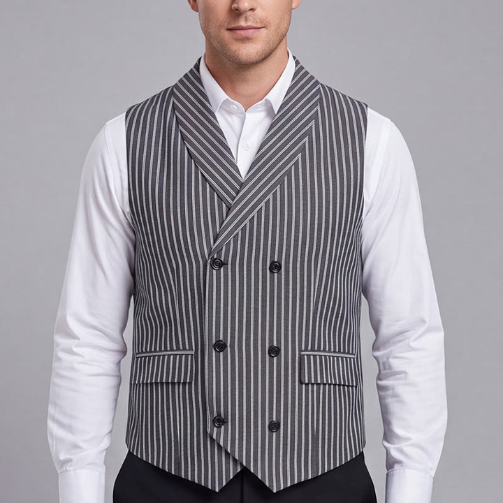 Herren-Anzugweste, grau gestreift, schmal geschnitten, Retro-Stil - image 1