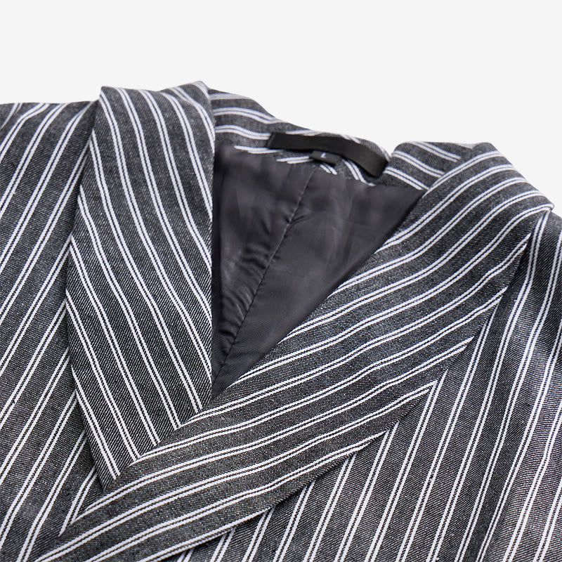 Herren-Anzugweste, grau gestreift, schmal geschnitten, Retro-Stil - image 4