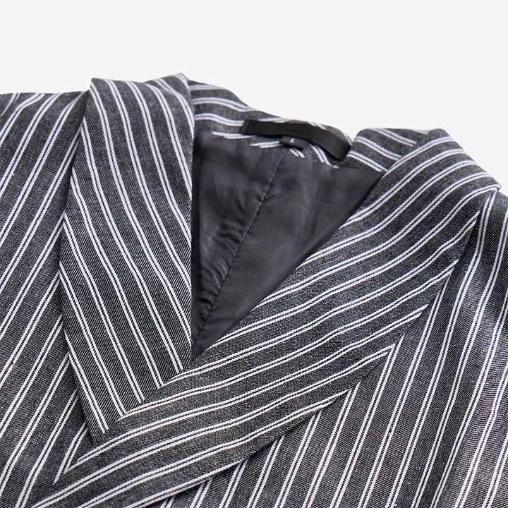 Herren-Anzugweste, grau gestreift, schmal geschnitten, Retro-Stil - image 4