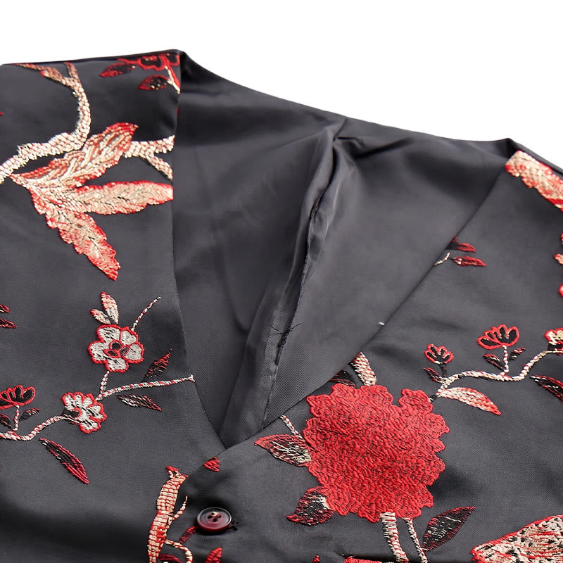 Herren-Anzugweste mit orientalischem Blumenjacquard-Muster, schmal geschnitten - image 7