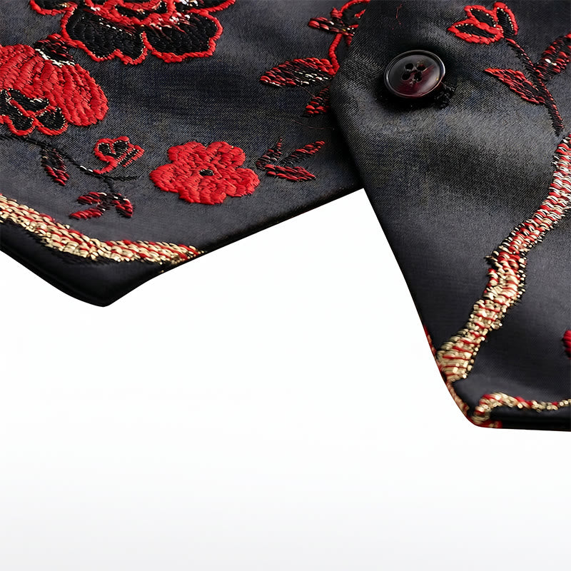 Herren-Anzugweste mit orientalischem Blumenjacquard-Muster, schmal geschnitten - image 9