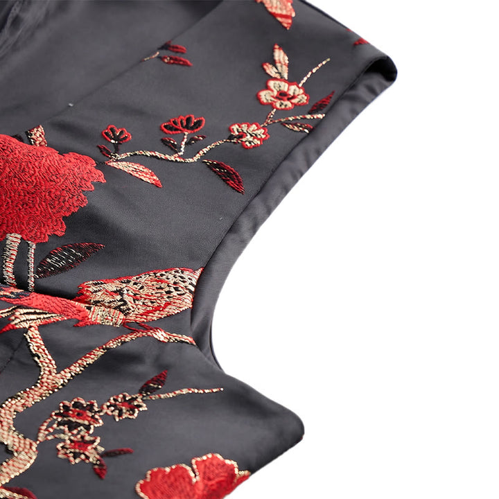 Herren-Anzugweste mit orientalischem Blumenjacquard-Muster, schmal geschnitten - image 10