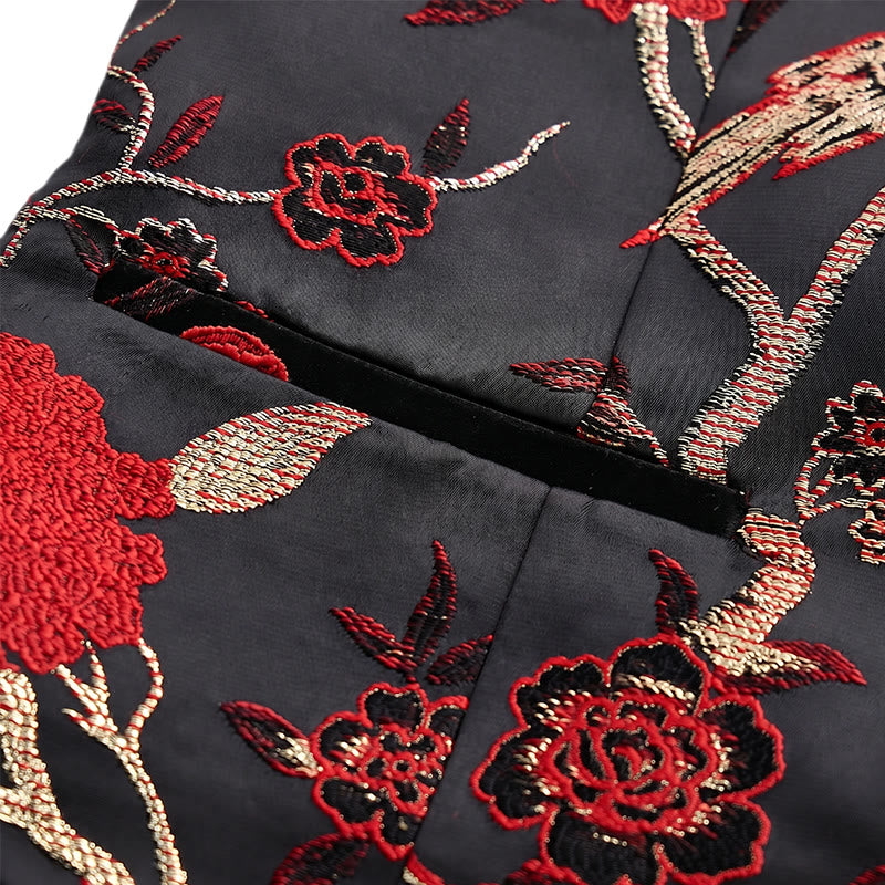 Herren-Anzugweste mit orientalischem Blumenjacquard-Muster, schmal geschnitten - image 8
