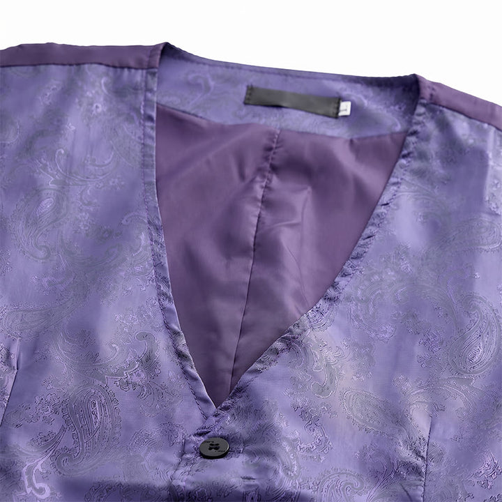 Zweiteiliger Herrenanzug mit glänzendem Paisley-Muster und Fliege, Weste mit Fliege - image 9