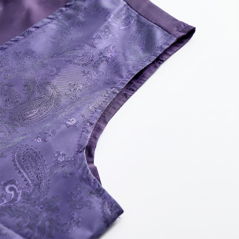 Zweiteiliger Herrenanzug mit glänzendem Paisley-Muster und Fliege, Weste mit Fliege - image 12