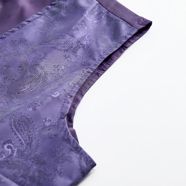 Zweiteiliger Herrenanzug mit glänzendem Paisley-Muster und Fliege, Weste mit Fliege - image 12