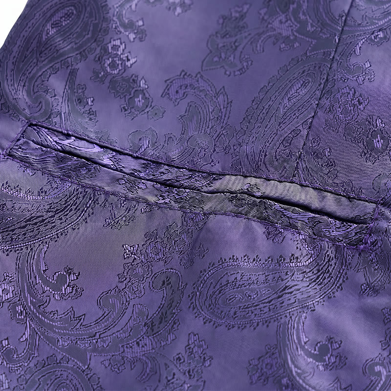 Zweiteiliger Herrenanzug mit glänzendem Paisley-Muster und Fliege, Weste mit Fliege - image 11