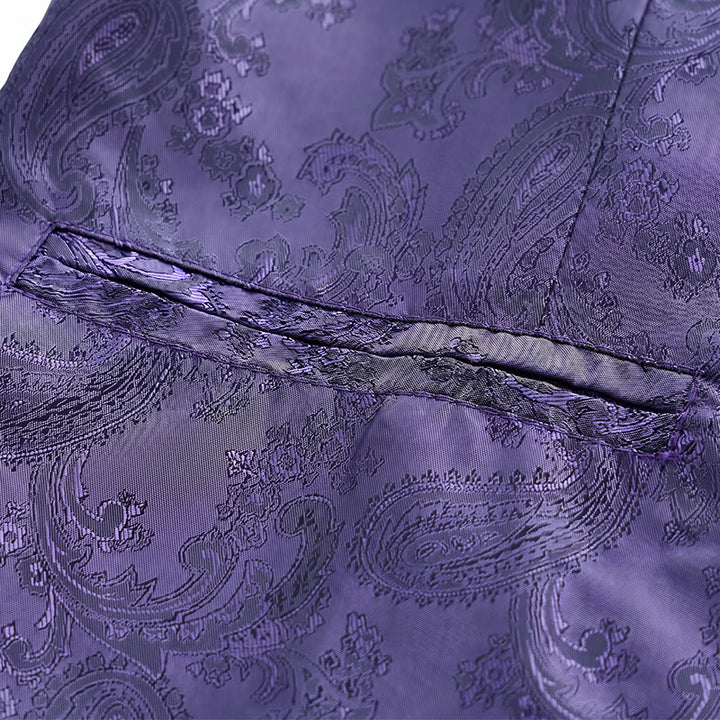 Zweiteiliger Herrenanzug mit glänzendem Paisley-Muster und Fliege, Weste mit Fliege - image 11
