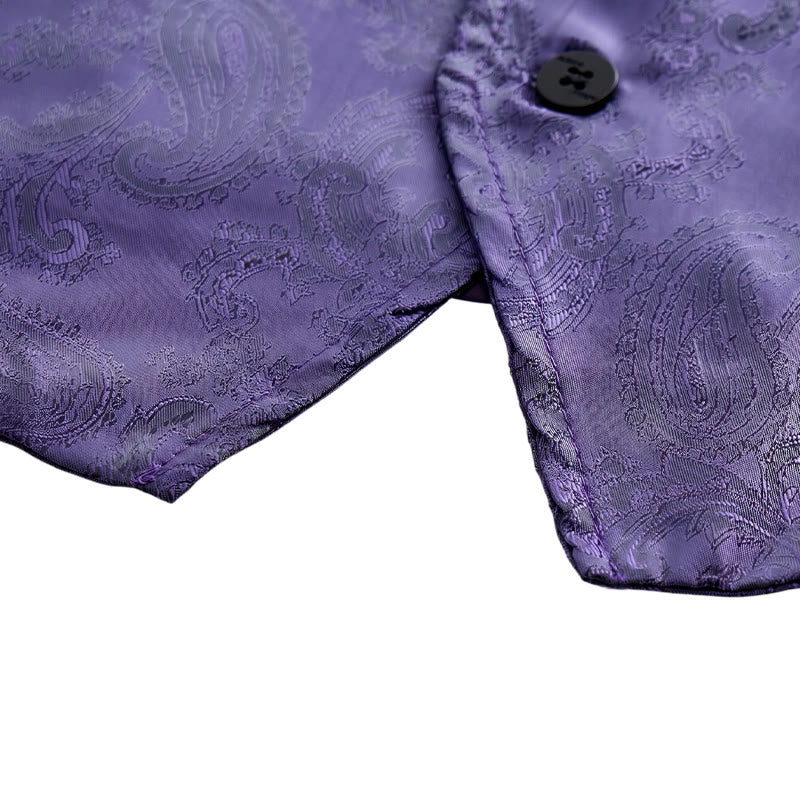 Zweiteiliger Herrenanzug mit glänzendem Paisley-Muster und Fliege, Weste mit Fliege - image 10