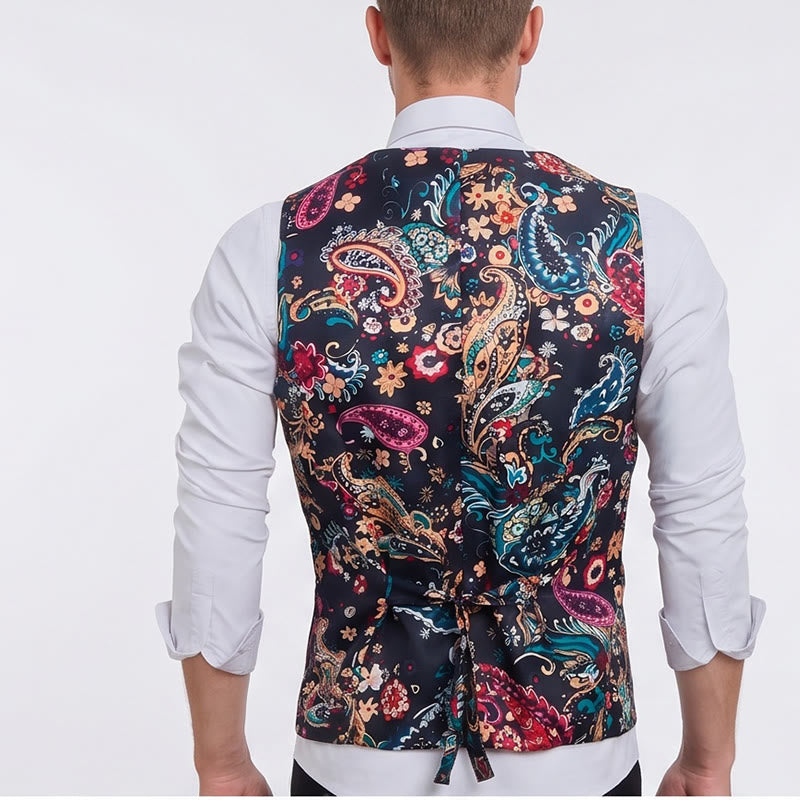 Herren-Anzugweste im Vintage-Stil mit farbenfrohem Paisley-Muster - image 2