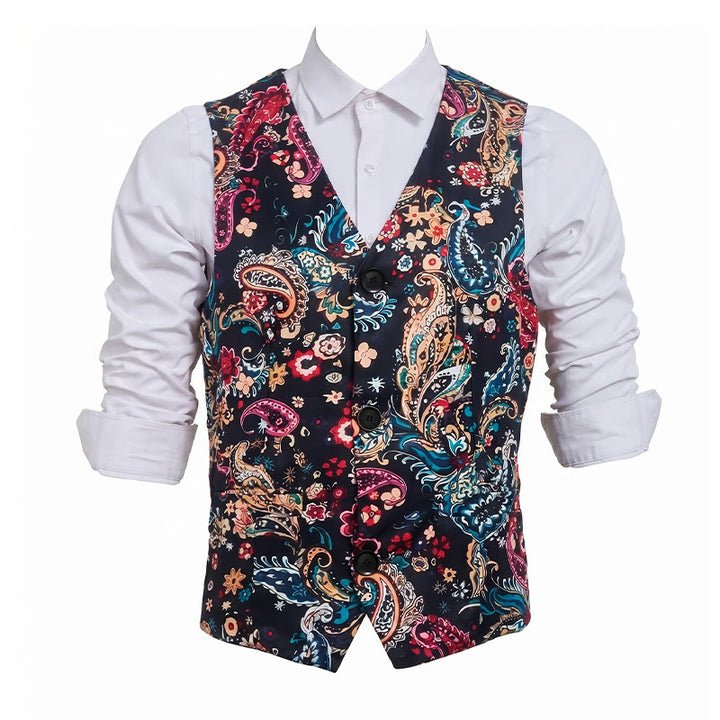Herren-Anzugweste im Vintage-Stil mit farbenfrohem Paisley-Muster - image 8