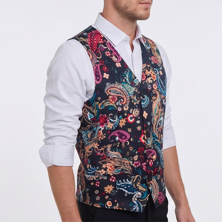 Herren-Anzugweste im Vintage-Stil mit farbenfrohem Paisley-Muster - image 3
