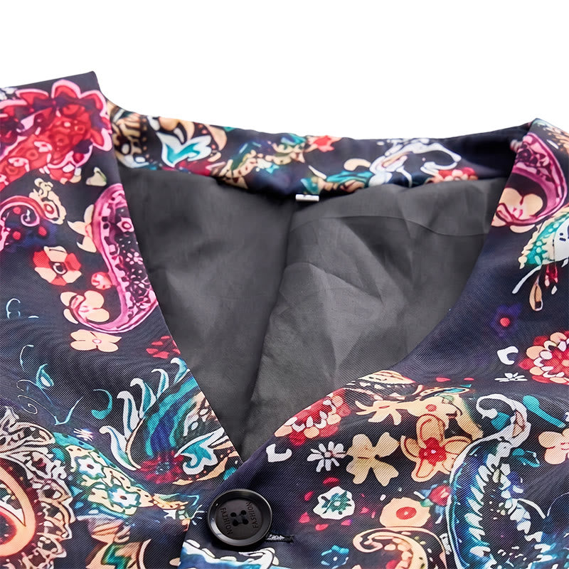 Herren-Anzugweste im Vintage-Stil mit farbenfrohem Paisley-Muster - image 4