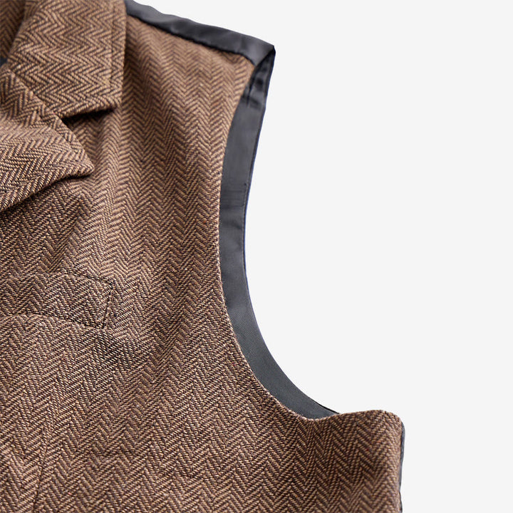 Herren-Anzugweste aus Vintage-Fischgrät-Tweed - image 11