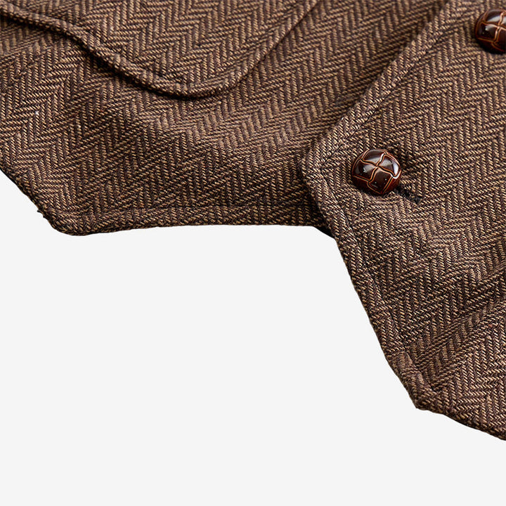 Herren-Anzugweste aus Vintage-Fischgrät-Tweed - image 10
