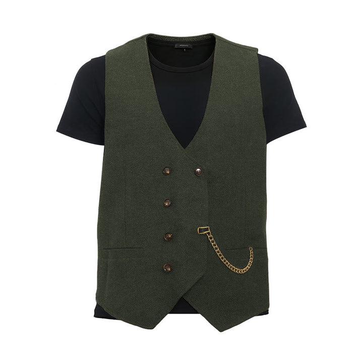 Britischer Retro-Anzugweste für Herren mit zweireihiger Knopfleiste - Armeegrün - 3XL - image 19