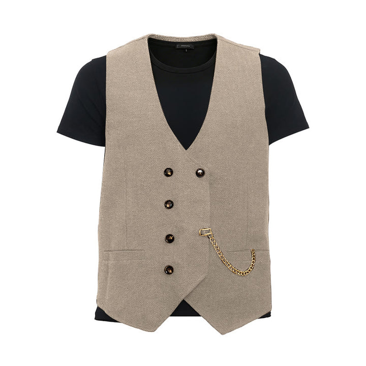 Britischer Retro-Anzugweste für Herren mit zweireihiger Knopfleiste - Sekt - 3XL - image 16