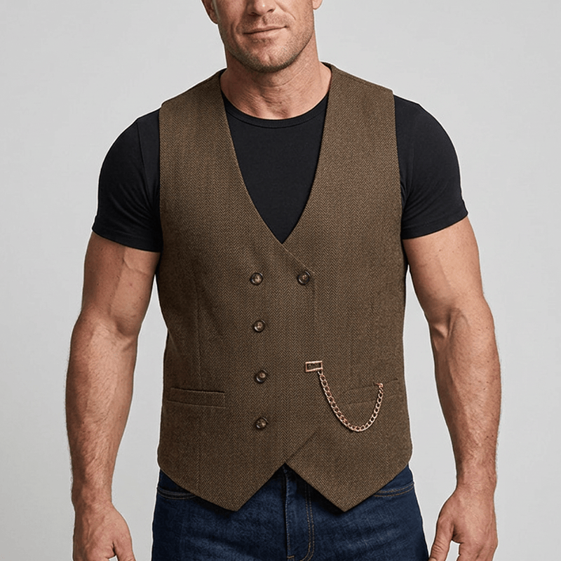 Britischer Retro-Anzugweste für Herren mit zweireihiger Knopfleiste - image 1