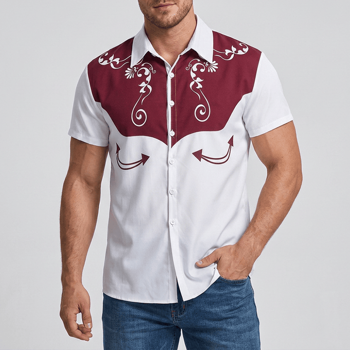 Herren-Vintage-Westernhemd mit Blumenmuster und Knopfleiste - image 1