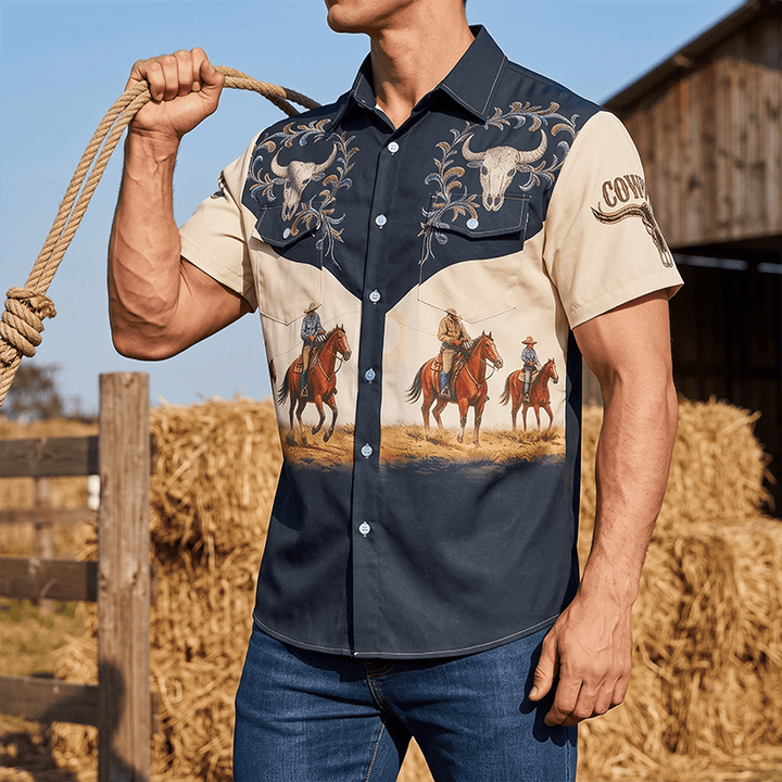 Westernhemd für Herren – Rodeo-Cowboy-Country-Musikfestival - Mehrfarbig - 5XL - image 0