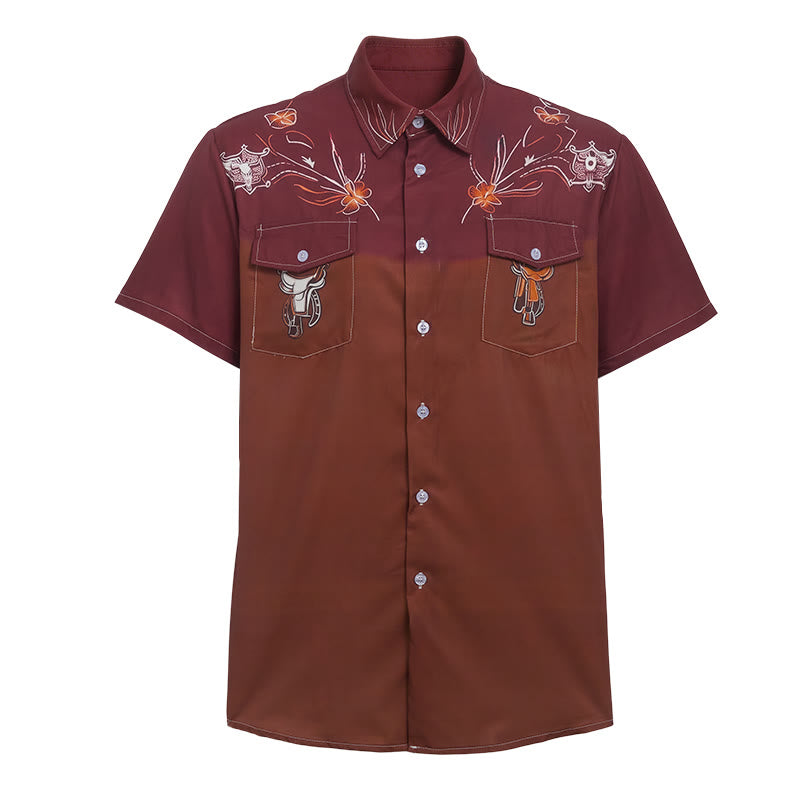 Zweifarbiges Streetwear-Western-Cowboy-Outfit-Hemd für Herren - image 9