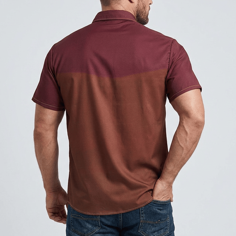 Zweifarbiges Streetwear-Western-Cowboy-Outfit-Hemd für Herren - image 2