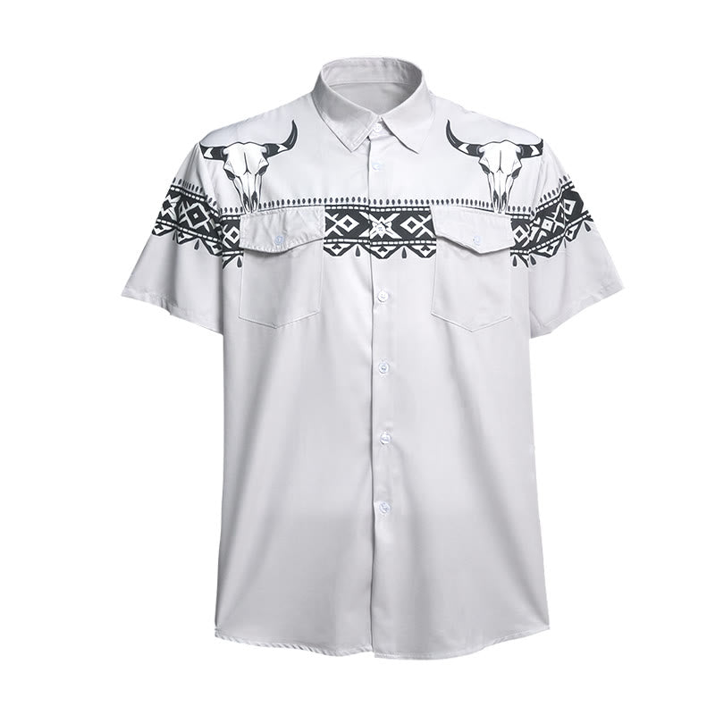 Streetwear-Hemd im Azteken-Western-Stil mit Stierschädel-Print - image 9