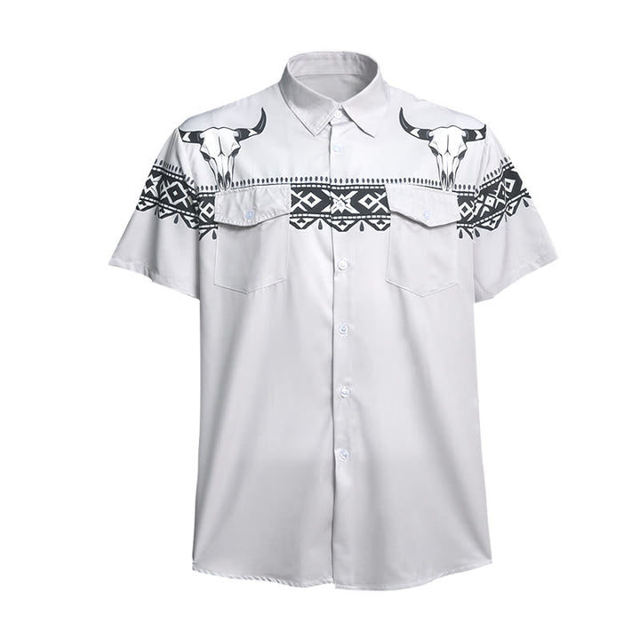 Streetwear-Hemd im Azteken-Western-Stil mit Stierschädel-Print - image 9