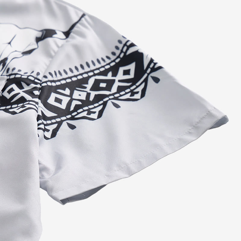 Streetwear-Hemd im Azteken-Western-Stil mit Stierschädel-Print - image 8