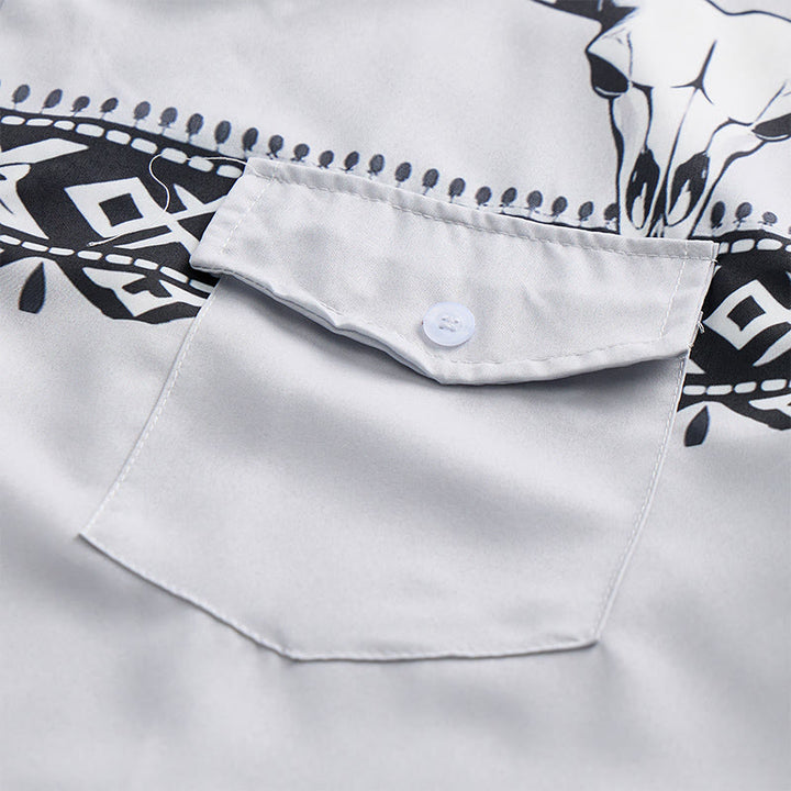 Streetwear-Hemd im Azteken-Western-Stil mit Stierschädel-Print - image 5