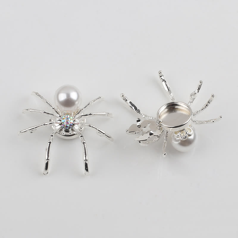 1 Paar Perlmutt-Spinnen-Druckknopf-Hemdenknopf-Abdeckungen - Silber - image 1