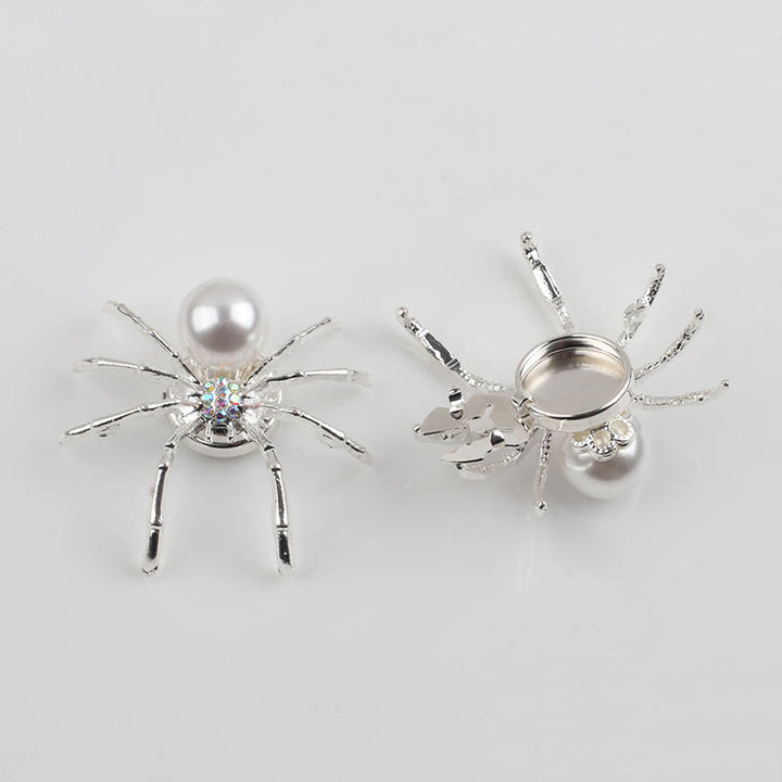 1 Paar Perlmutt-Spinnen-Druckknopf-Hemdenknopf-Abdeckungen - Silber - image 1