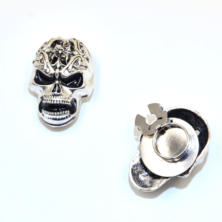1 Paar Vanitas-Totenkopf-Knopfkappen zum Aufstecken - Silber - image 1
