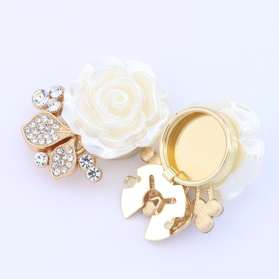 1 Paar ewig haltbare weiße Rosen-Druckknopf-Insektenknopf-Abdeckungen für Hemden - Stil Nr. 1 / Gold - image 4