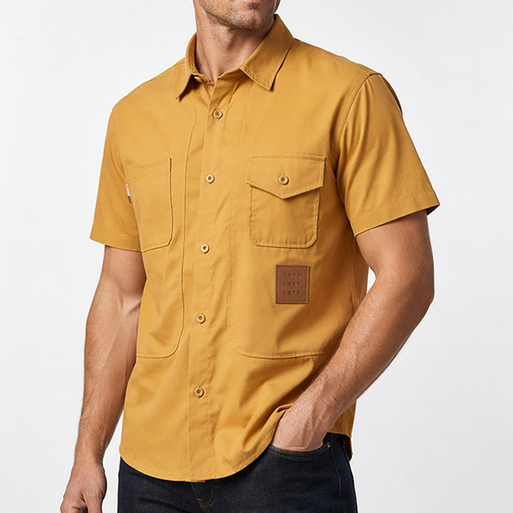 City Boy Herren-Arbeitshemd mit Retro-Label-Aufnäher - image 3
