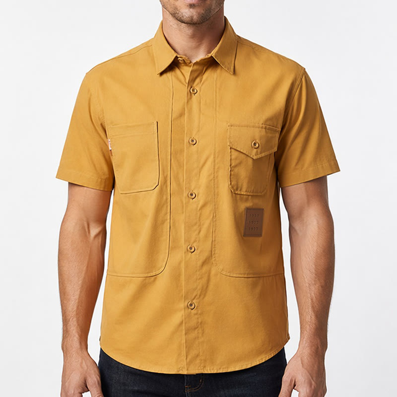City Boy Herren-Arbeitshemd mit Retro-Label-Aufnäher - image 1