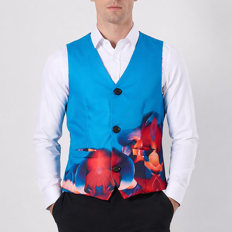 Anzugweste für Herren mit abstraktem Kunstdruck und Farbblockmuster - image 1