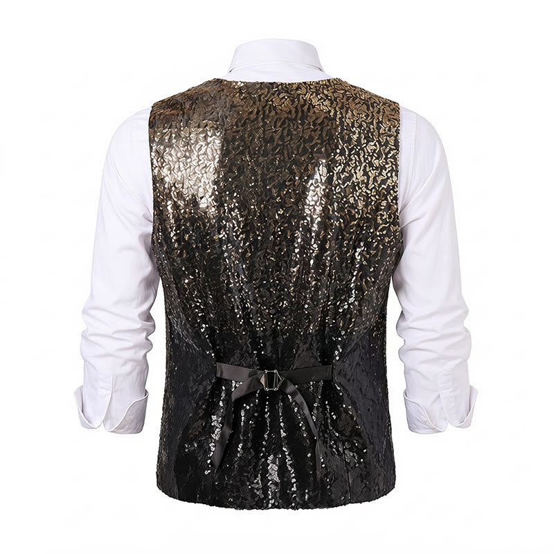 Herren-Paillettenweste in Gold und Schwarz im Ombré-Farbverlauf für den Nachtclub - image 10