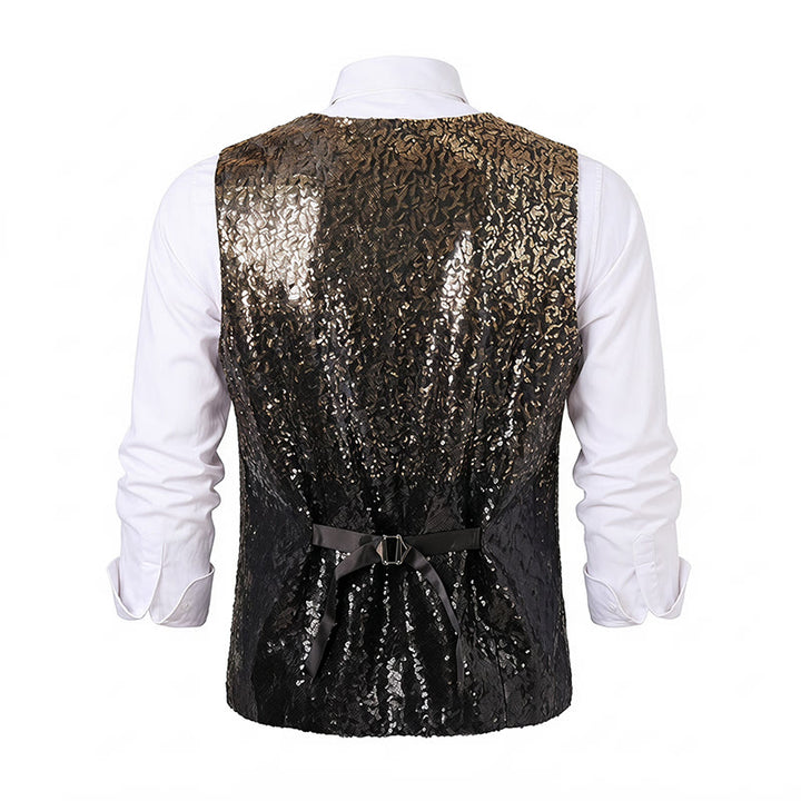 Herren-Paillettenweste in Gold und Schwarz im Ombré-Farbverlauf für den Nachtclub - image 10