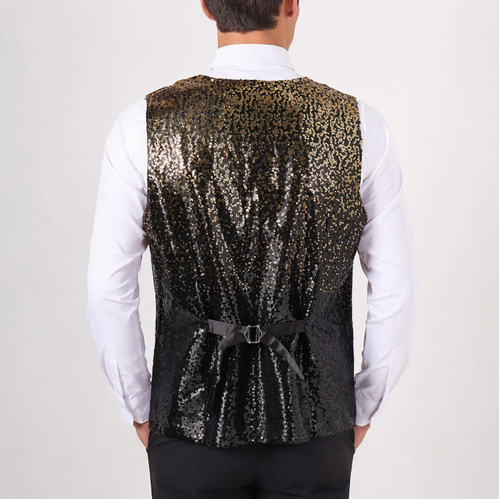 Herren-Paillettenweste in Gold und Schwarz im Ombré-Farbverlauf für den Nachtclub - image 2