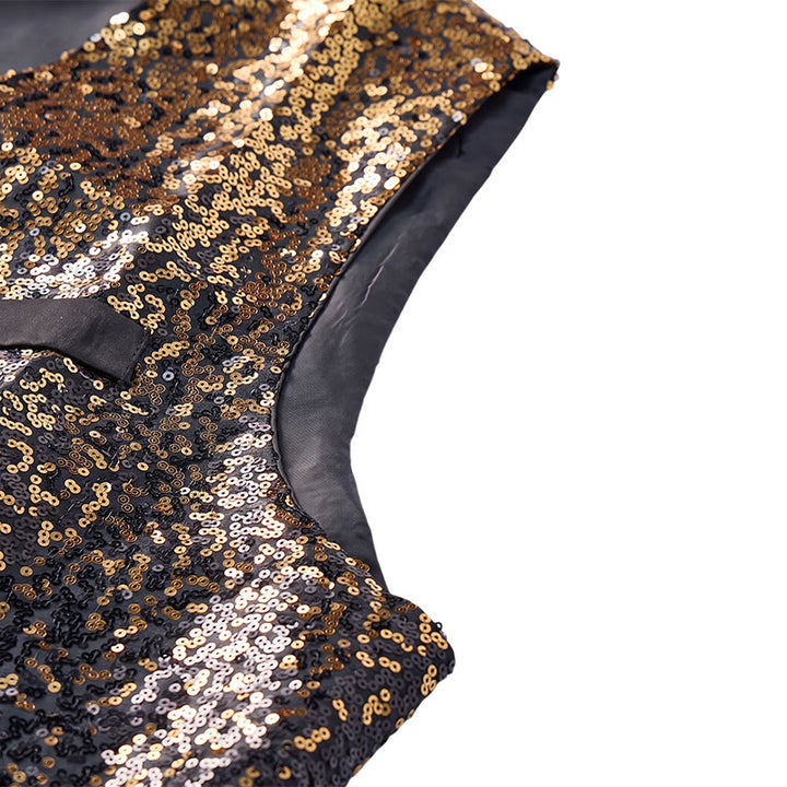 Herren-Paillettenweste in Gold und Schwarz im Ombré-Farbverlauf für den Nachtclub - image 5