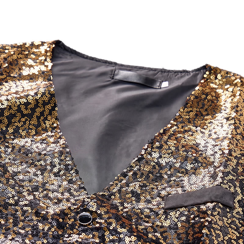 Herren-Paillettenweste in Gold und Schwarz im Ombré-Farbverlauf für den Nachtclub - image 4