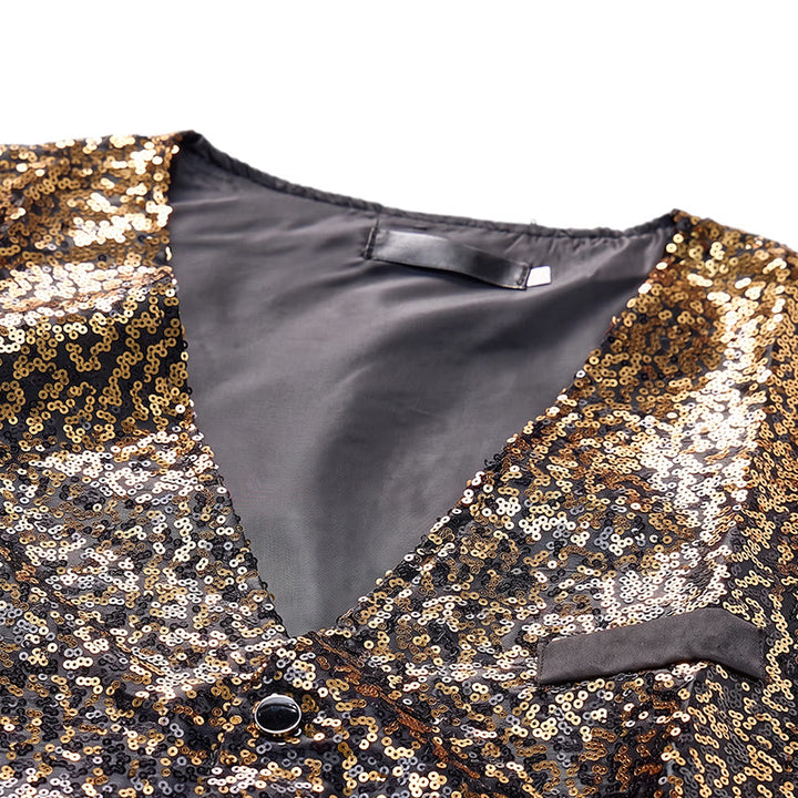 Herren-Paillettenweste in Gold und Schwarz im Ombré-Farbverlauf für den Nachtclub - image 4